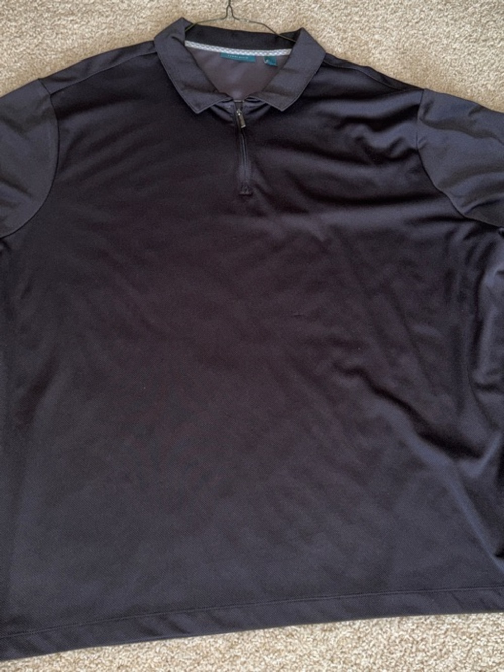 4X Perry Ellis Solid Black Short Zip Polo